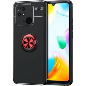 Techno Guru Redmi 10C Ultra Koruma Sağlayan Stant Özellikli Yüzüklü Ravel Silikon Kılıf