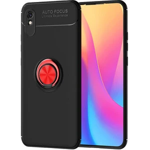 Techno Guru Redmi 9A Ultra Koruma Sağlayan Stant Özellikli Yüzüklü Ravel Silikon Kılıf