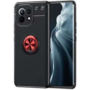 Techno Guru Xiaomi Mi 11 Ultra Koruma Sağlayan Stant Özellikli Yüzüklü Ravel Silikon Kılıf