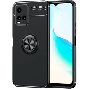 Techno Guru Vivo Y21S Ultra Koruma Sağlayan Stant Özellikli Yüzüklü Ravel Silikon Kılıf