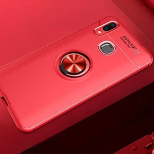 Techno Guru Huawei Y7 Prime 2019 Ultra Koruma Sağlayan Stant Özellikli Yüzüklü Ravel Silikon Kılıf