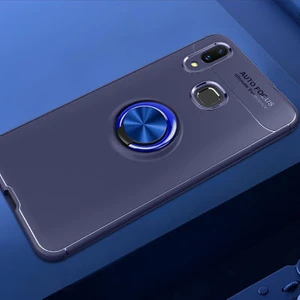 Techno Guru Huawei Y7 Prime 2019 Ultra Koruma Sağlayan Stant Özellikli Yüzüklü Ravel Silikon Kılıf