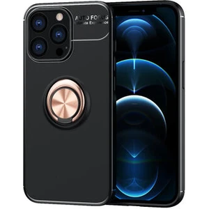 Techno Guru iPhone 14 Pro Max Ultra Koruma Sağlayan Stant Özellikli Yüzüklü Ravel Silikon Kılıf