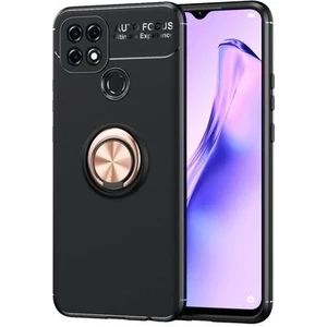 Techno Guru Oppo A15S Ultra Koruma Sağlayan Stant Özellikli Yüzüklü Ravel Silikon Kılıf