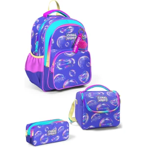 Coral High Kids Lavanta Pembe Baloncuk Desenli 3'lü Okul Çanta Seti SET0123656