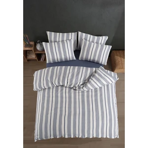 Düğmeli Lastikli Çarşaflı Pamuklu İpliği Boyalı Çift Kişilik Nevresim Takımı (2 Adet Yastık Kılıflı)