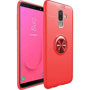 Techno Guru Samsung Galaxy J8 Ultra Koruma Sağlayan Stant Özellikli Yüzüklü Ravel Silikon Kılıf