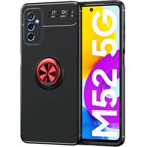 Techno Guru Samsung Galaxy M52 Ultra Koruma Sağlayan Stant Özellikli Yüzüklü Ravel Silikon Kılıf