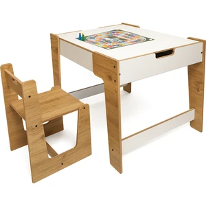 Anka Montessori Ahşap Oyun ve Aktivite Masası ve Sandalyesi 0-6 Yaş (1masa+1sandalye)