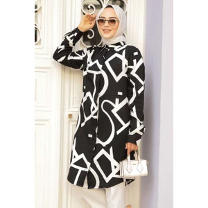 Neva Style Desenli Ekru Tesettür Tunik 11698E