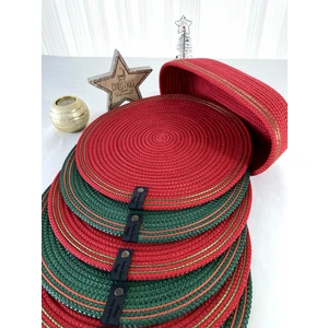 Double Knot Design 7 Prç Amerikan Servis Seti Supla Hediyelik Hasır Jüt Tress Yemek Masası Davet