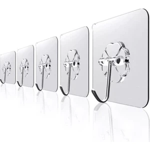 5 Adet Askı Delgisiz Yapışkanlı Süper Güçlü Raf Tutucu Çok Amaçlı Askı Çiçek Modelli Askı Şeffaf Askı