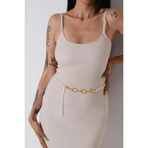 Pınkmark Kadın Gold Baklava Figürlü Inci Zincir Kemer PMKM25627