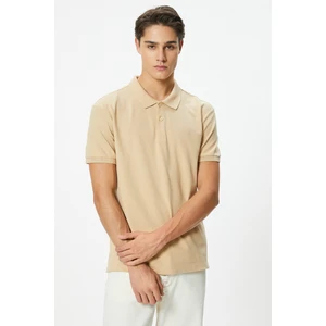 Bej Koton Polo Yaka T-Shirt