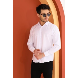 Catto Peak Beyaz Gabardin Düz Regular Erkek Gömlek