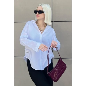 Mad Girls Beyaz Oversize Gömlek MG1369