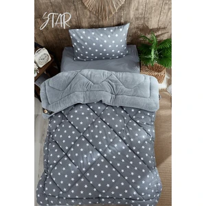 Marla Home Pofuduk Tek Kişilik Welsoft Star Desenli Çift Taraflı Yorgan Seti