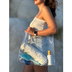 Altıparmak Ambalaj Dikdörtgen Pvc Su Geçirmez Plaj Çantası – Hologram/sarı/siyah/pembe/ Şeffaf 40 x 40 x 12 cm