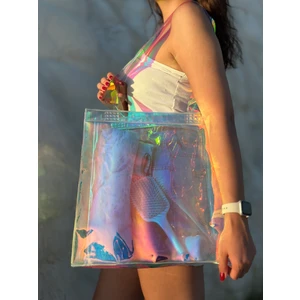 Altıparmak Ambalaj Dikdörtgen Pvc Su Geçirmez Plaj Çantası – Hologram/sarı/siyah/pembe/ Şeffaf 40 x 40 x 10 cm