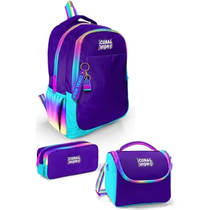 Coral High Kids Rainbow Fermuarlı Mor 3’lü Okul Çanta Seti SET0123662