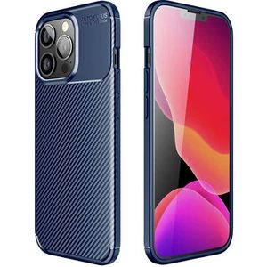 iPhone 13 Pro Max Kılıf Karbon Gofret Desenli Kavex Premium Silikon Kapak