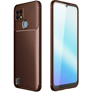 Techno Guru Realme C25 Gofret Desenli Ultra Koruma Sağlayan Negro Silikon Kılıf
