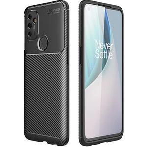 One Plus Nord N100 Kılıf Karbon Desenli Şık Tamia Premium Silikon Kapak