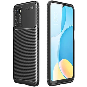 Oppo A16 Kılıf Karbon Desenli Şık Tamia Premium Silikon Kapak