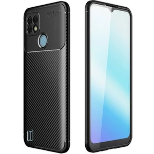 Techno Guru Realme C21 Gofret Desenli Ultra Koruma Sağlayan Negro Silikon Kılıf