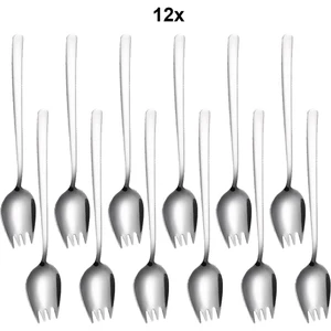 304 Çelik 12 Adet Silver Çatallı Kaşık Sofra Salata Tatlı Meyve Çatalı CIN751BY