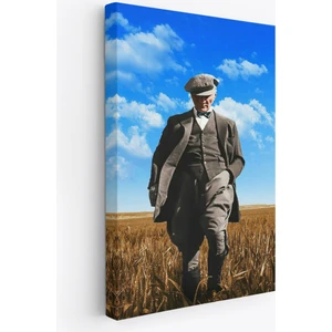 Atatürk Portre Tablosu Mustafa Kemal Atatürk Dikdörtgen Dekoratif Kanvas TABLO-FE-129