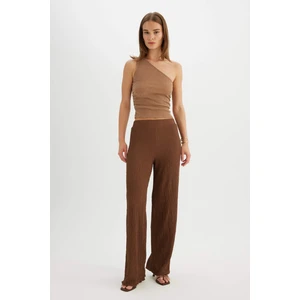 Regular Fit Beli Lastikli Basic Düz Bürümcük Pantolon D4415AX24SM