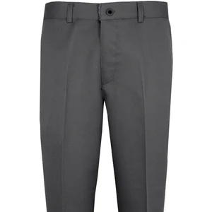 Erkek Arsenik Gri Armürlü Klasik Kesim Cepli Keten Pantolon