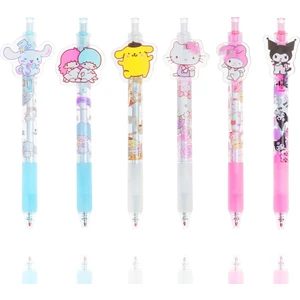 6 Parça Anime Karikatür Siyah 0.5mm Basın Geri Çekilebilir Tükenmez Kalem (Yurt Dışından)