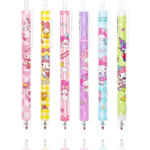 6 Parça Anime Karikatür Siyah 0.5mm Basın Geri Çekilebilir Tükenmez Kalem (Yurt Dışından)