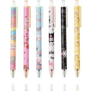 6 Parça Anime Karikatür Siyah 0.5mm Basın Geri Çekilebilir Tükenmez Kalem (Yurt Dışından)