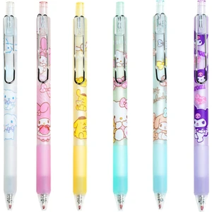 6 Parça Anime Karikatür Siyah 0.5mm Basın Geri Çekilebilir Tükenmez Kalem (Yurt Dışından)