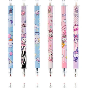 6 Parça Anime Karikatür Siyah 0.5mm Basın Geri Çekilebilir Tükenmez Kalem (Yurt Dışından)