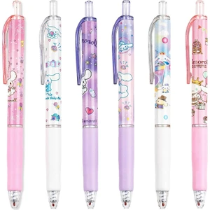 6 Parça Anime Karikatür Siyah 0.5mm Basın Geri Çekilebilir Tükenmez Kalem (Yurt Dışından)