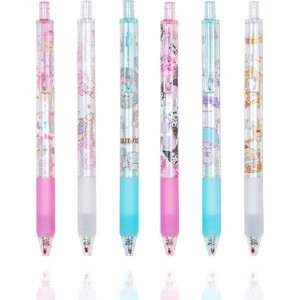6 Parça Anime Karikatür Siyah 0.5mm Basın Geri Çekilebilir Tükenmez Kalem (Yurt Dışından)
