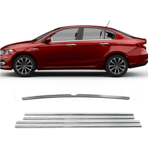 Alminox Oto Fiat Egea Krom Set Cam Çıtası 4 Parça +Fiat Egea   Bagaj Kromu 1 Parça
