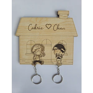 Cedric ve Chen Anahtarlık Seti, Ahşap Anahtarlık, Duvara Askılı Anahtarlık
