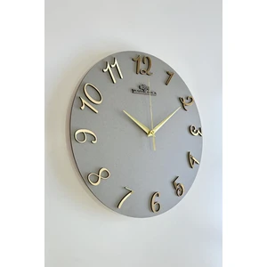 Asse Tasarım Dekoratif Aynalı Ple x iglass Türkçe Rakam Duvar Saati Sessiz Mekanizma 37 x .37 cm  ( Antrasit-Gold )
