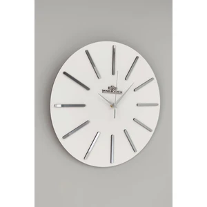 Asse Tasarım Özel Dekoratif Aynalı Duvar Saati Beyaz & Gümüş Sessiz Mekanizma 37 x 37 cm