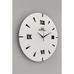Asse Tasarım Özel Dekoratif Roma Rakamlı Aynalı Duvar Saati Beyaz & Siyah Sessiz Mekanizma 37 x 37 cm