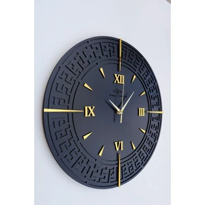 Asse Tasarım Özel Dekoratif Siyah & Gold Aynalı Duvar Saati 50 x 50 cm