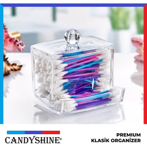 Premium Klasik Pamuklu Çubuk Organizer Modern Kozmetik Düzenleyici Şık Pamukluk Makyaj Organizer