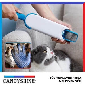 Deluxe Mucize Koltuk Kıyafet Halı Tüy Toplayıcı Fırça Seti ve Tüy Toplayıcı Eldiven Premium Kalite