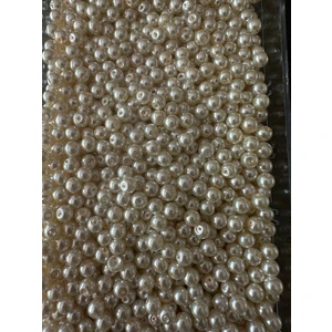 Krem Renk Cam Inci Boncuk 6 mm