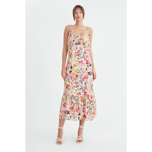 Çiçek Desen Ip Askılı Elbise